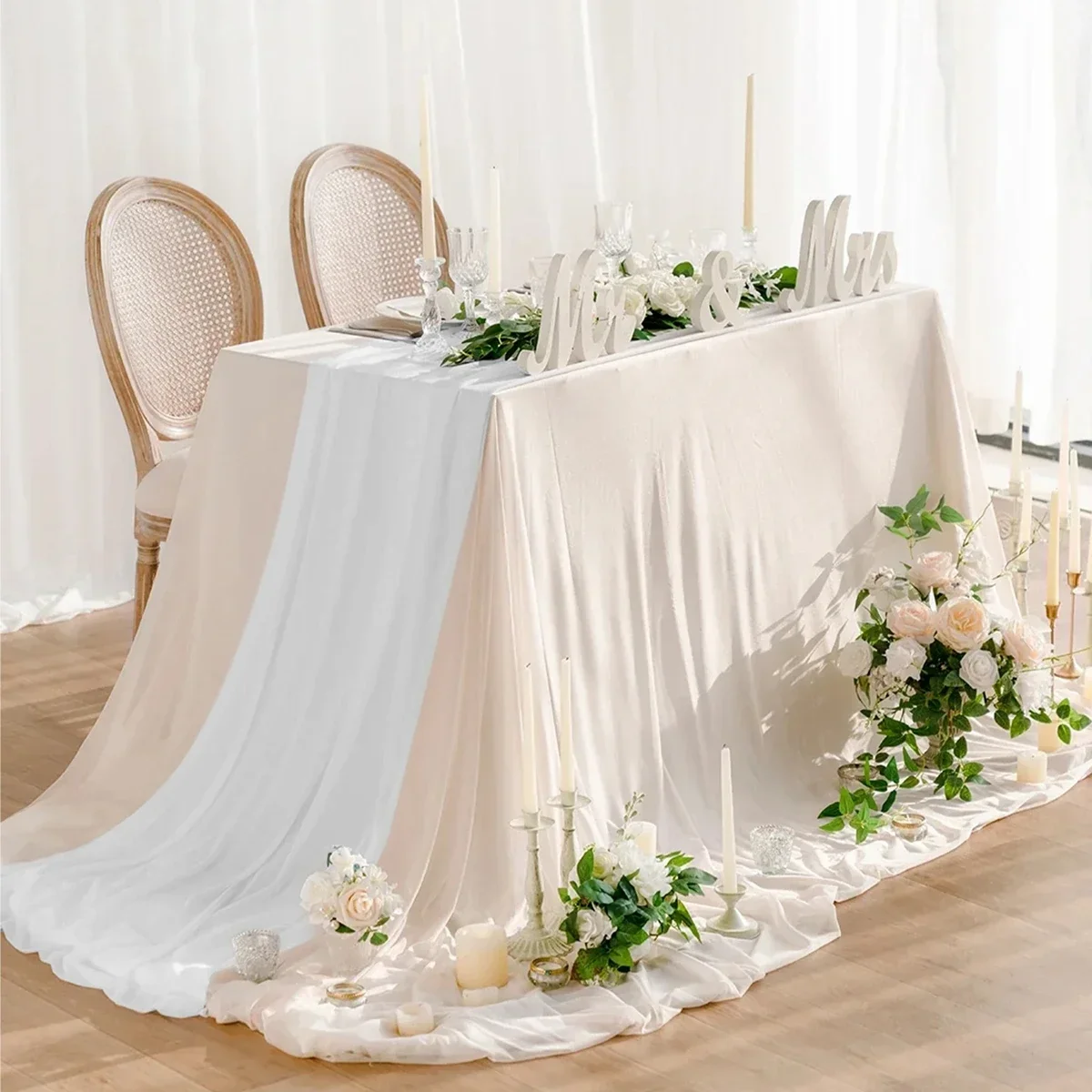 

180cm Chiffon Table Runner Dining Table Decoration Cotton Gauze Table Runner Romantic Boho Tablecloth for Wedding Party Decor