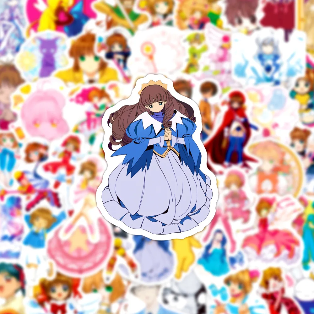 50PCS Card Captor Sakura Stikers Divertenti Anime Decalcomanie Adesivo magico Bagagli Laptop Chitarra Auto Bici Decorazione del fumetto Giocattoli per bambini