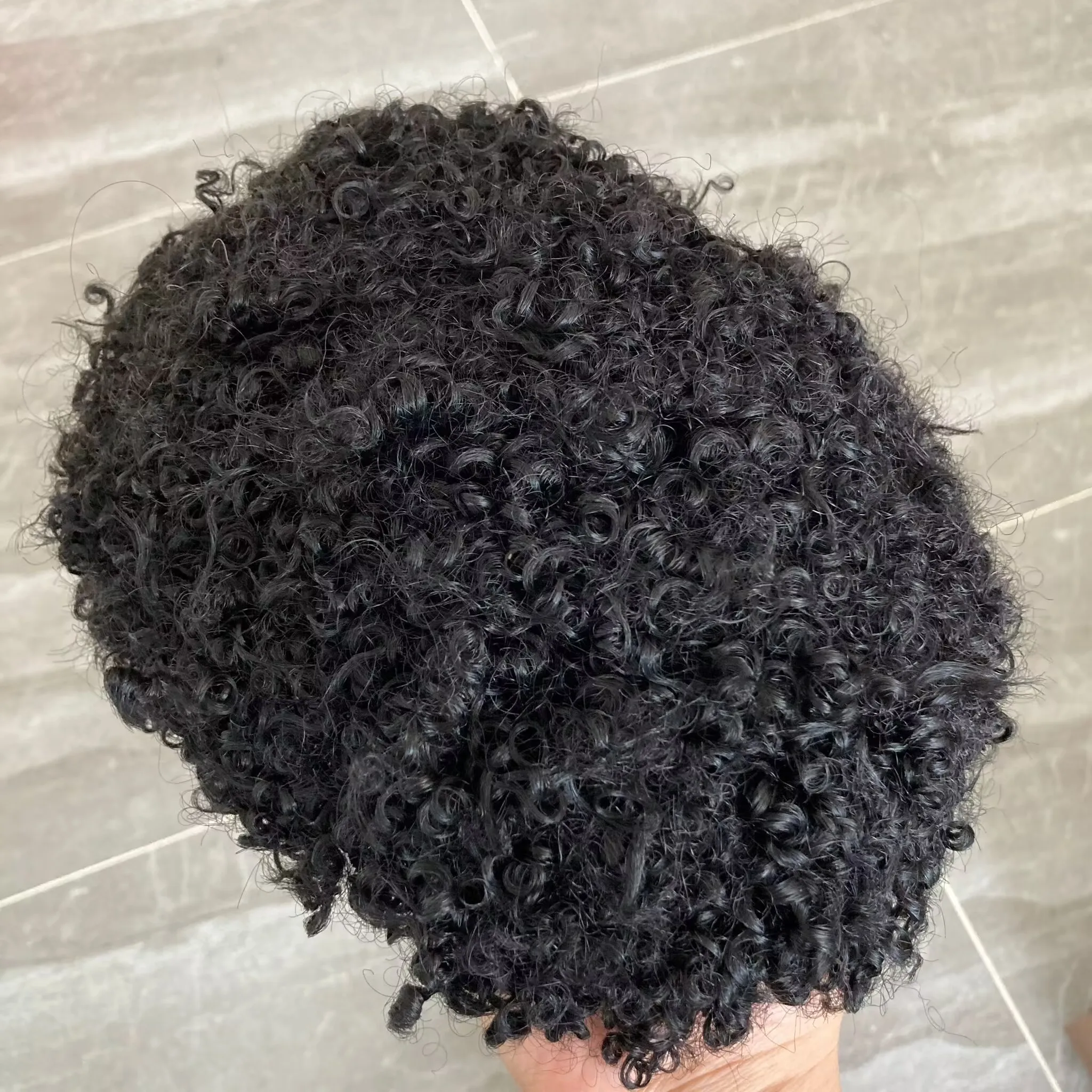 الأفرو رجل الشعر المستعار 10 مللي متر غريب مجعد دائم تنفس أستراليا الشعر المستعار الدانتيل و بولي Base قاعدة الباروكات للرجال نظام استبدال الشعر الأوروبي #5