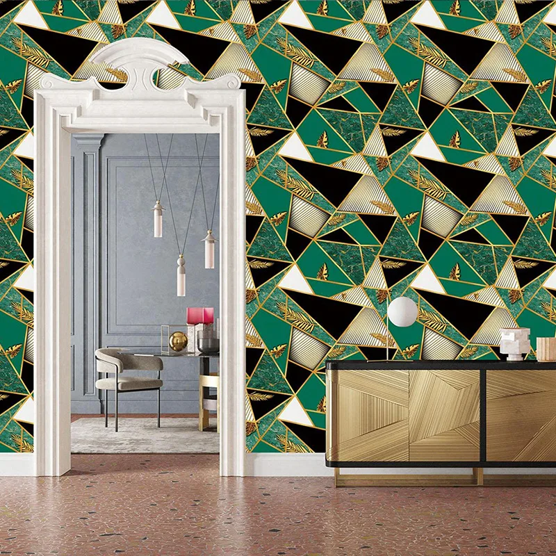 Modern Luxury 3D Geometric Wallpaper for Living Room Foyer Hotel Lobby KTV Bar Private Room High End Decorative Wall Covering