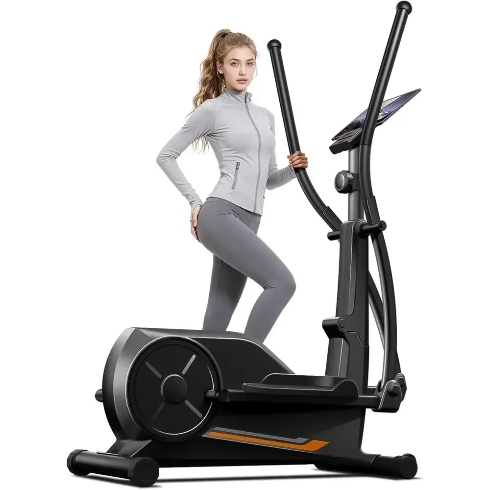 Compact Elliptical Trainer with 12 Stride, 8-Level Resistance, and LCD Display, Supports Up to 330 lbs