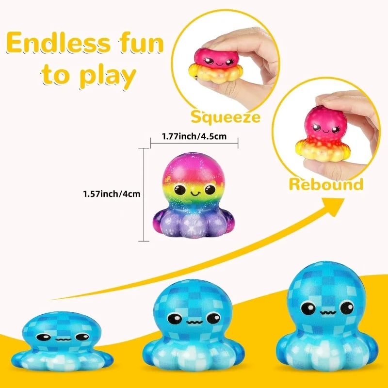 6/12개입 문어 모양 스퀴시 장난감, 부드러운 스트레 - Kids Toys Basket 리뷰 및 가격