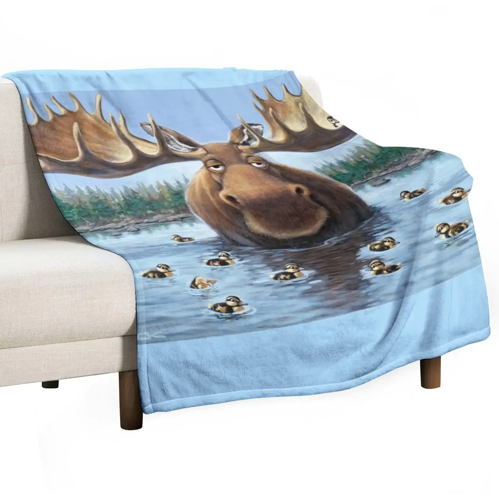 

Moose and ducklings Throw Blanket Cute Beach Loose Bed Blankets