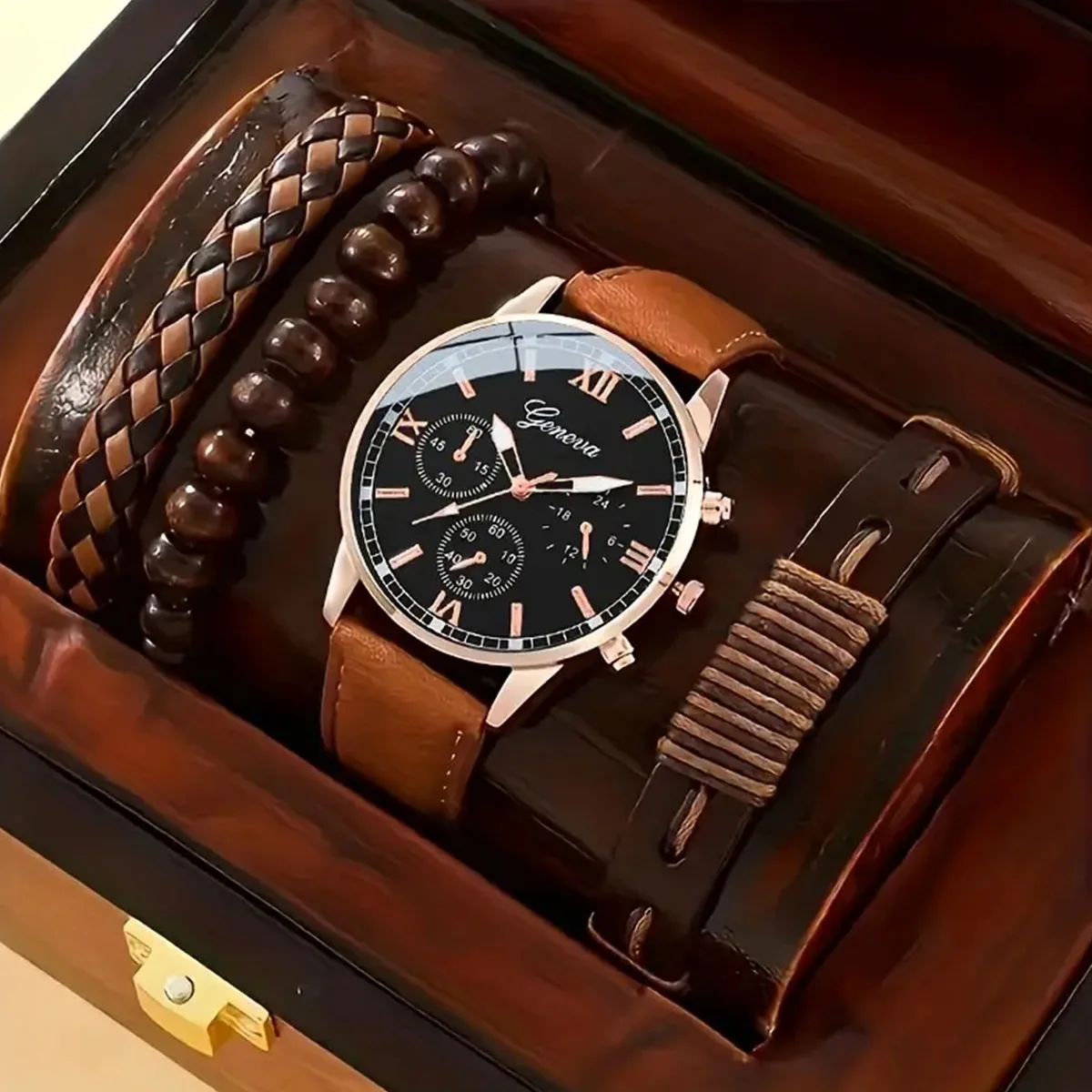 New Hip Hop Mens Fashion Watches Luxury Male Clock Wristwatch Sport MensWrist Watch Bracelet Set Relogio Masculino