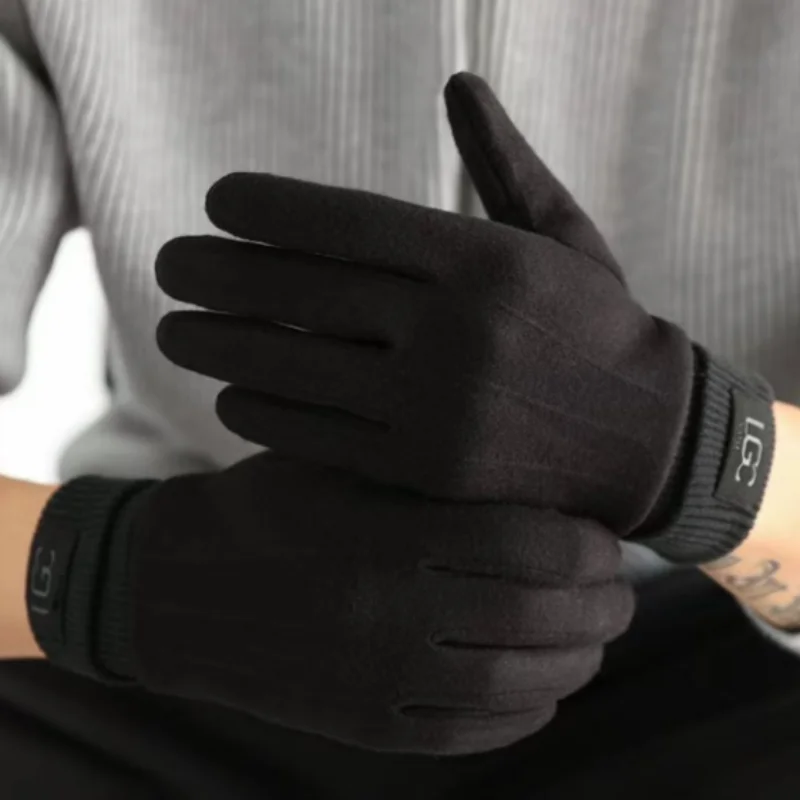 

Кашемировые перчатки для мужчин, деловые перчатки, зимние велосипедные перчатки для вождения, мужские варежки, утепленные теплые перчатки с полным пальцем и сенсорным экраном