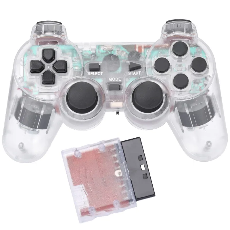 5 Transparent Colors  Wireless Gamepad Controller for PS2 2.4G Gaming Joystick Joypad Controle Double Vibrationfor PS 2