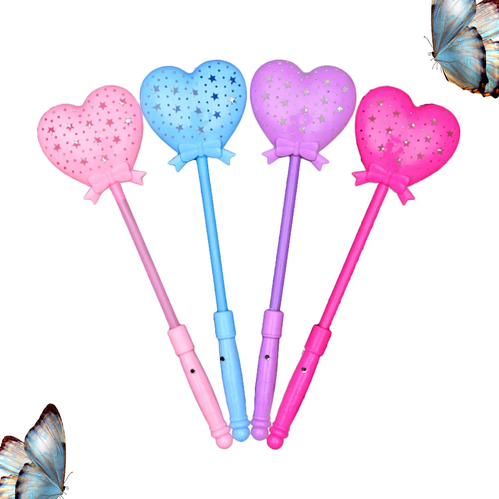 5Pcs Heart Shaped Glow Sticks Portable Lightweight Luminous Party Light Sticks for Outdoor Activities Christmas New Year School