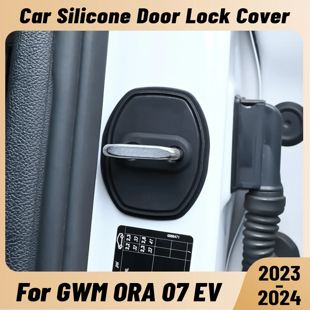 For GWM ORA 07 EV 2023 2024 Car Door Shock Absorber Door Lock Protector Silicone Auto Door Lock Latches Cover Accessories