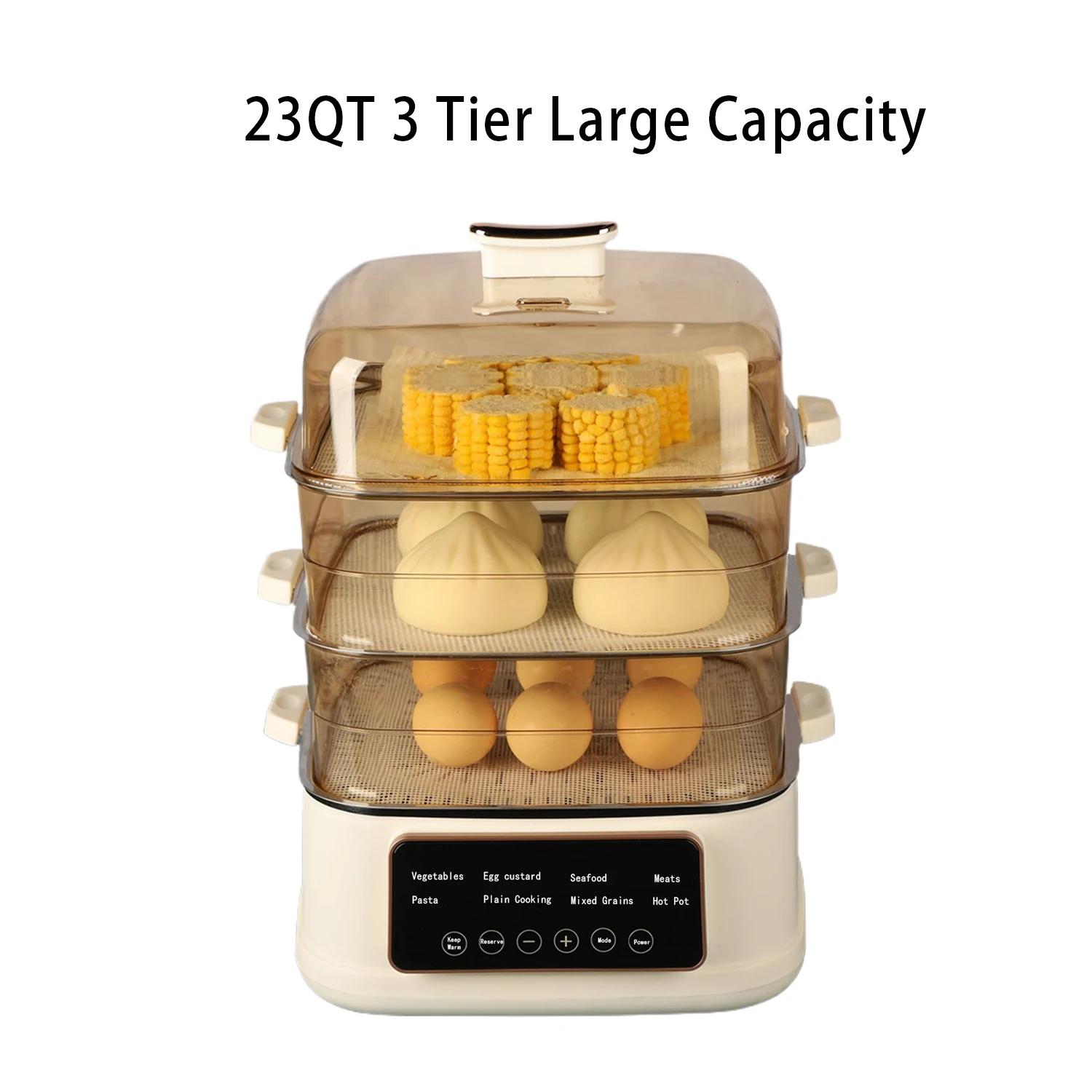 Mitcmolard 1000W Electric Digital Food Steamer 3-Layer 23L Capacity 2026 Trending Plastic Housing Electric Steamer For Home Use