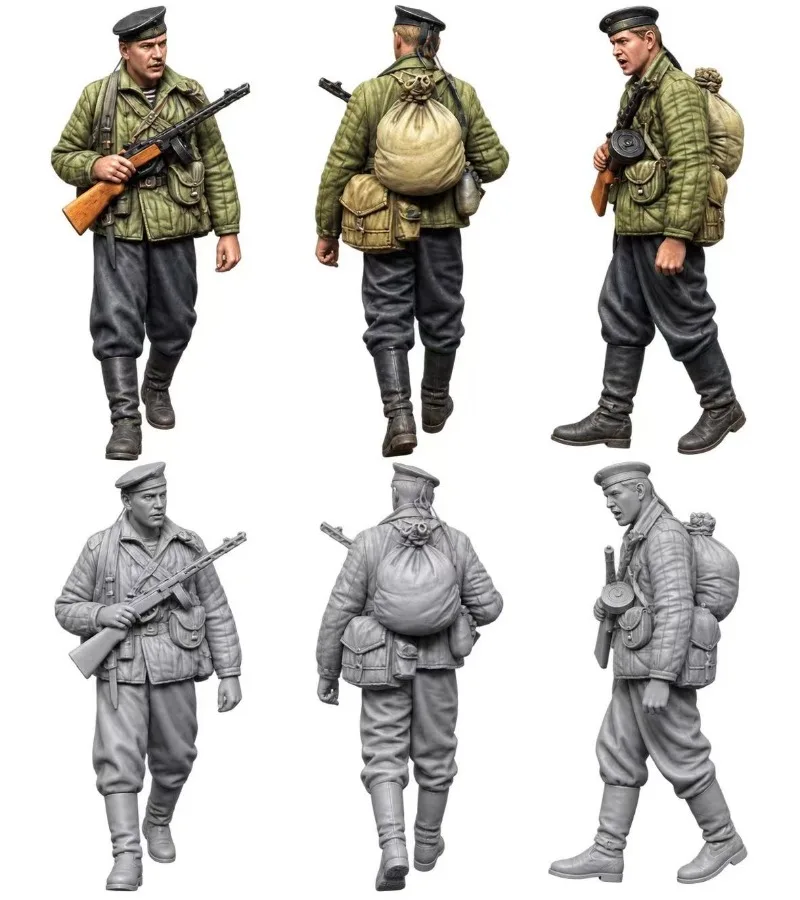 Maßstab 1:35 Harz-Soldatenfiguren Sowjetischer Marine-Soldat Sammlerstücke Miniatur-Spielzeug Unmontiert und Unbemalt Hochdetaillierter Garage-Kit