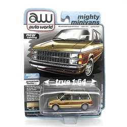 Auto World 1/64 1984 Dodge Caravan Mighty Minivans Gold Die-cast alloy car model toy collection Children gift