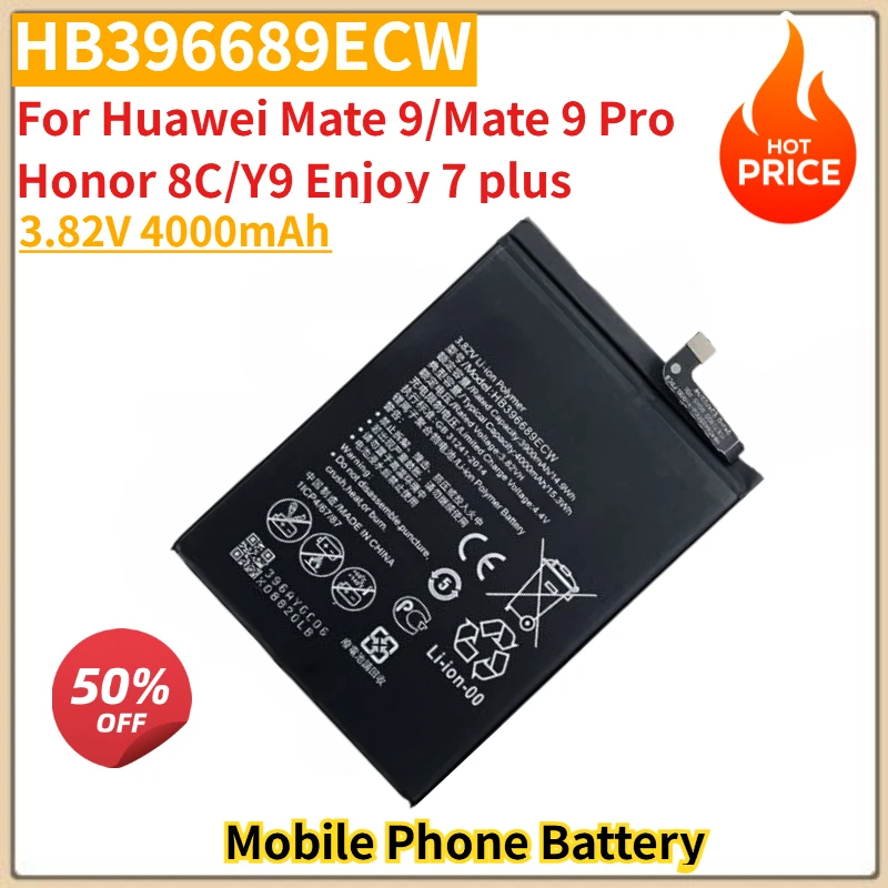 

HB396689ECW Phone Battery 3.82V 4000mAh For Huawei Mate 9/9 Pro Honor 8C/Y9 Enjoy 7 plus Replacement Battery New High Quality