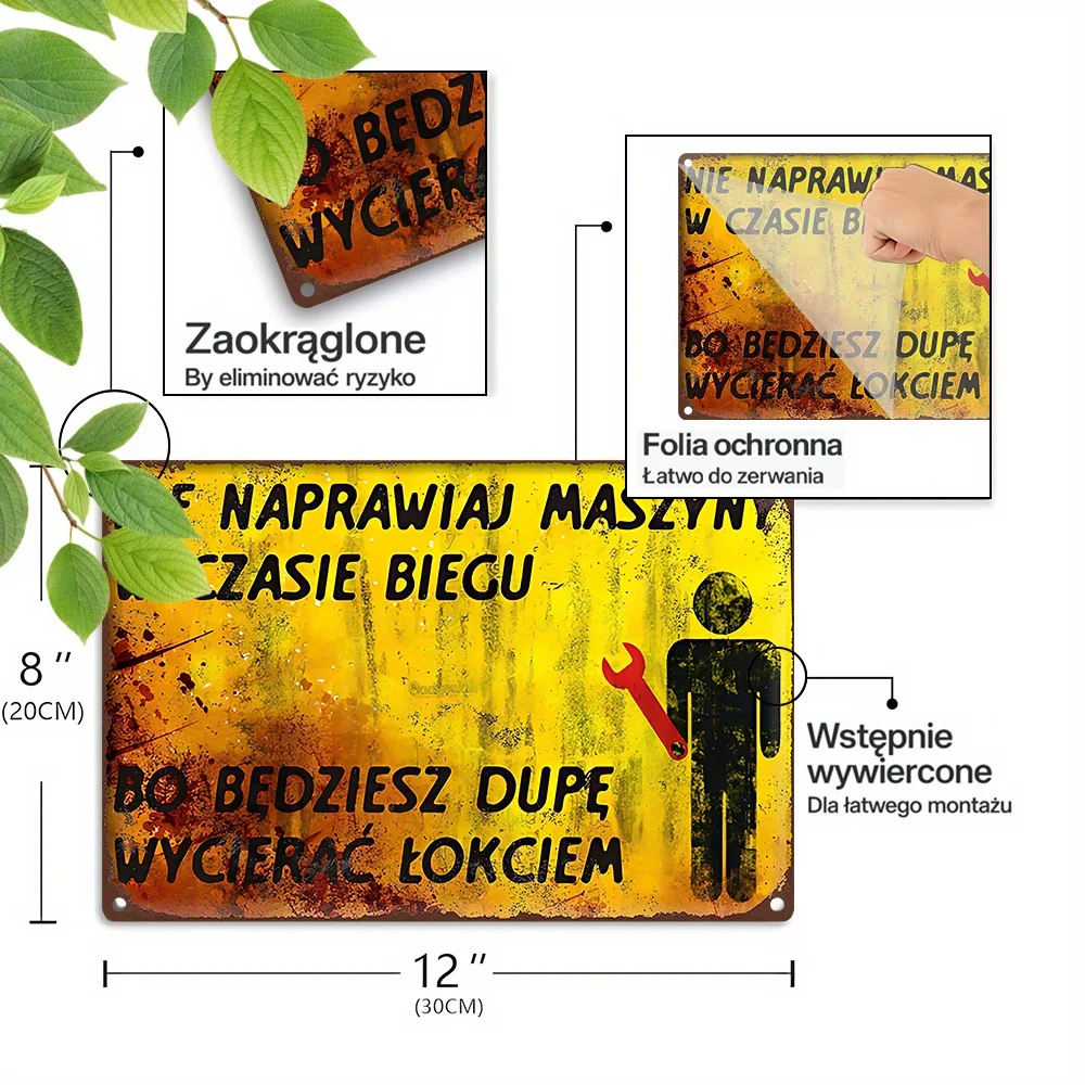 Metal Sign, Polish Industrial Warning 