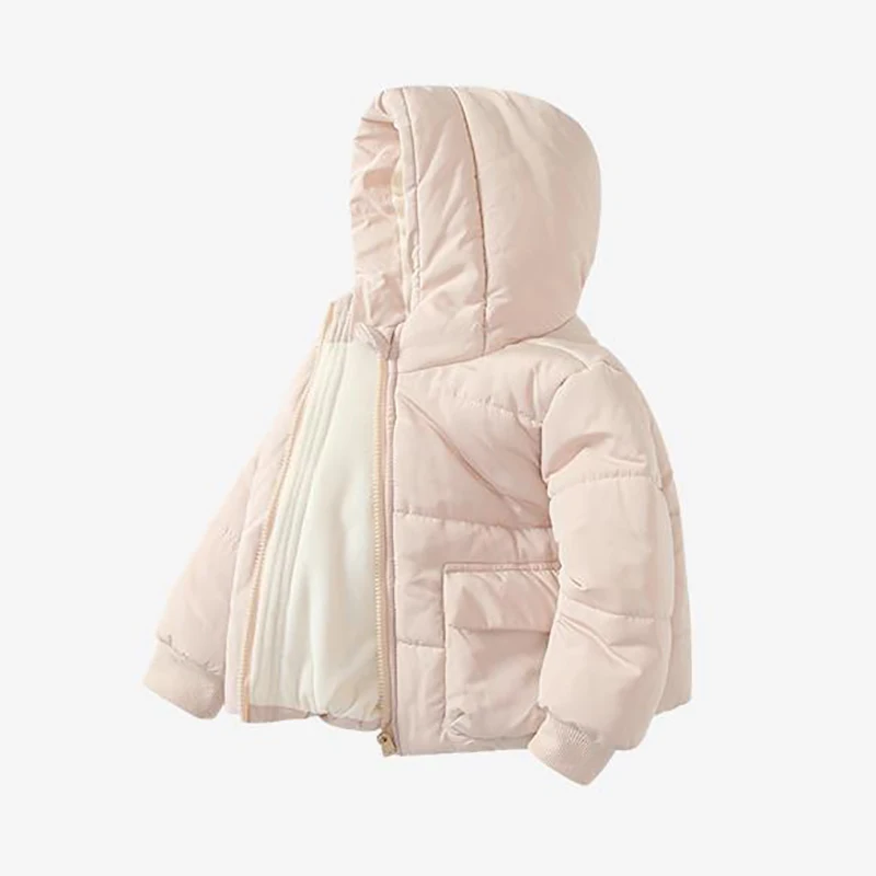 2024 Neugeborene Mädchen Kleidung Kapuzen mäntel Winter warme Kinder jacke solide süße neue Mode Kinder trägt rosa süße weiche Kleidung