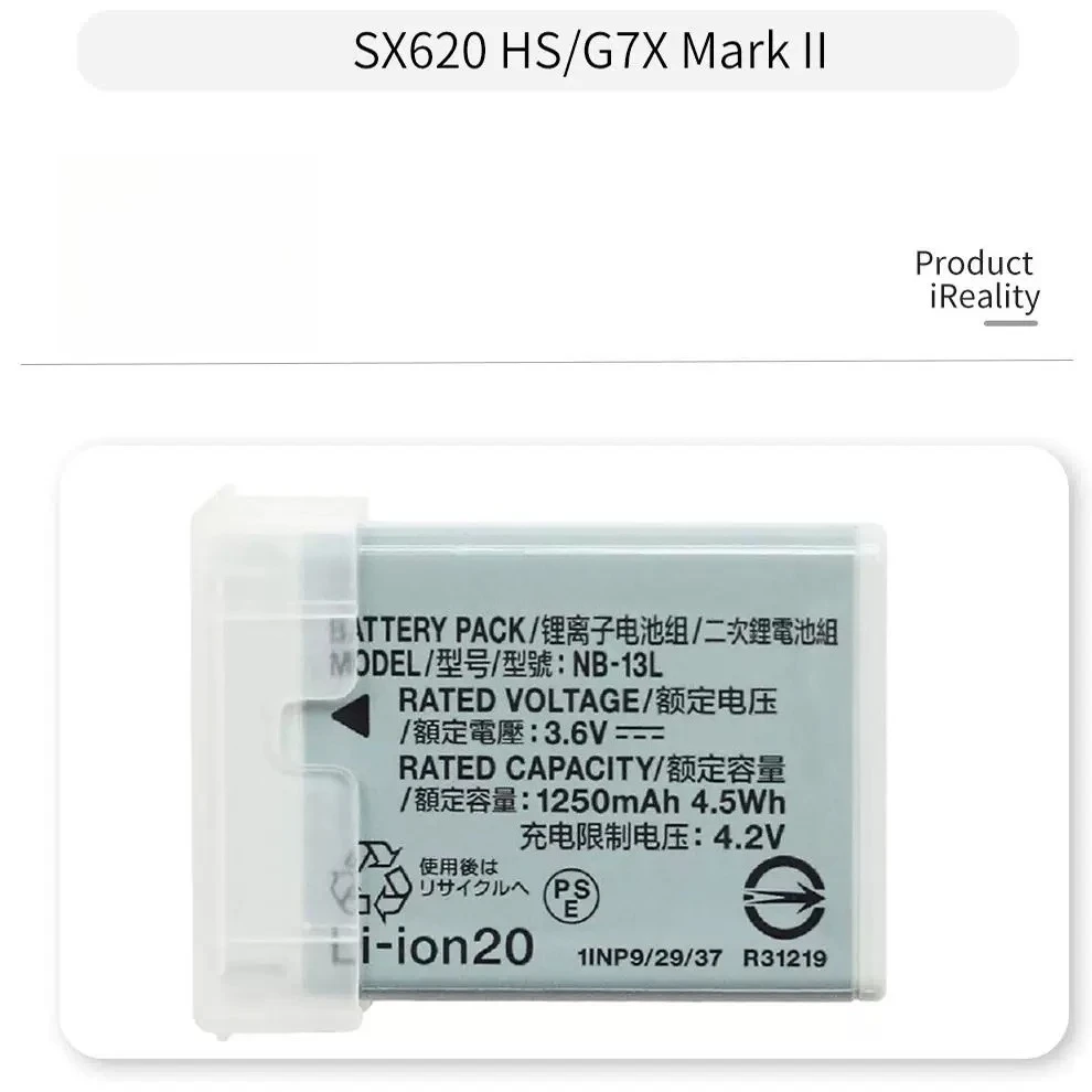 Suitable for Canon original NB-13L batteries for cameras including G7X2, G7X3, G5X, G9X, SX720 and SX730