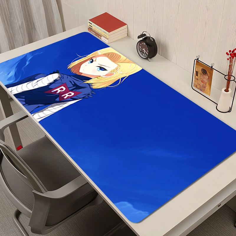 Alfombrilla de ratón, accesorios para PC de oficina, alfombrilla extendida con patrón de Anime, alfombrilla de escritorio antideslizante Dragon Ball Android 18, alfombrilla de goma para ratón, alfombrillas para juegos
