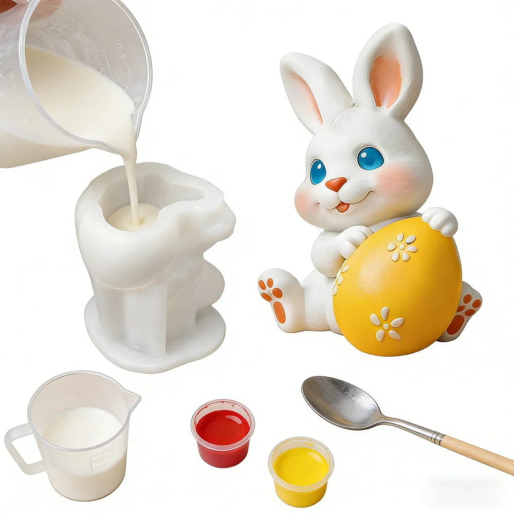 

Симпатичная силиконовая форма для свечей с пасхальным кроликом, 3D форма для объятий кролика, яйцо, штукатурка, смола, свеча, изготовление мыла, сделай сам, поделки, украшение для дома