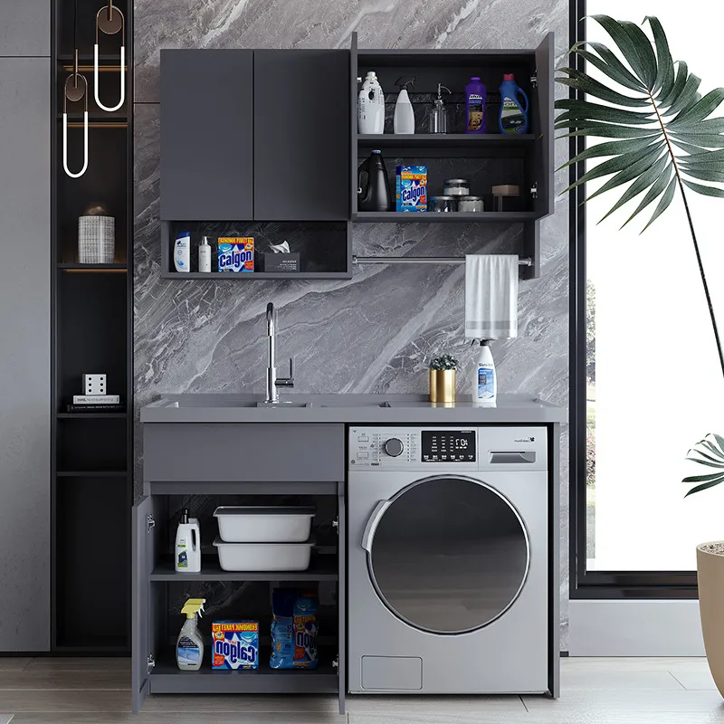 c13-Modern Honeycomb Aluminum Balcony Laundry Cabinet Nordic Creative Sink Washboard Washer Combo  Bathroom Furniture muebles