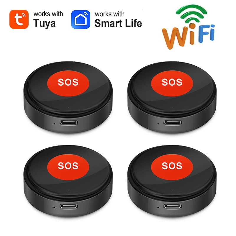 

Tuya WiFi SOS Emergency Button Wireless One Key Call Help Home Elderly Children Security Protection Alarm Smart Life APP Control