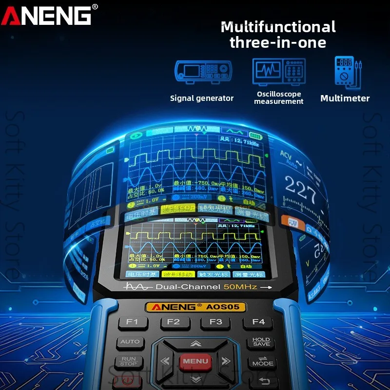Intelligent digital oscilloscope dual-channel new three-in-one signal generator high-precision multi-function multimeter