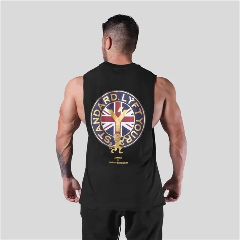 LYFT Camiseta sin mangas de algodón para gimnasio para hombre, chaleco sin mangas con tirantes, camiseta interior informal para entrenamiento físico, camiseta de gimnasio para culturismo
