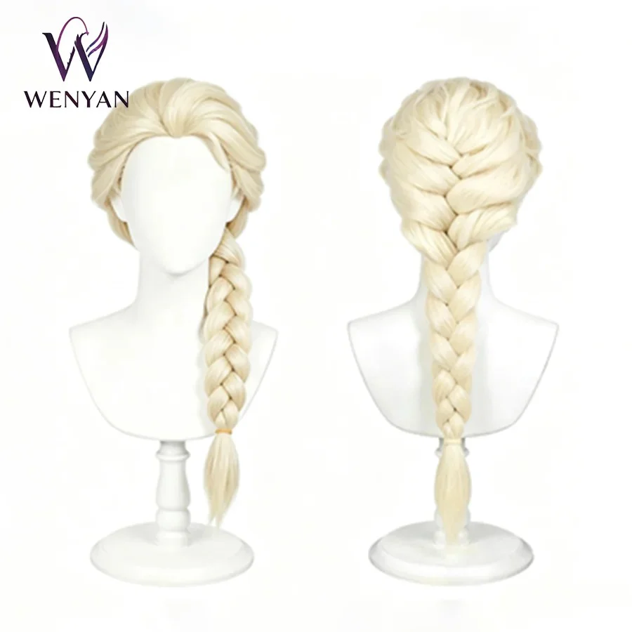24inch Light Blonde Single Braid Wig, Elegant Braided Synthetic Hair Wig for Costume Party