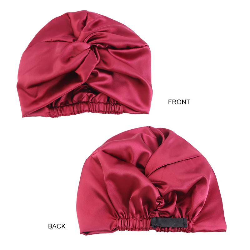 Non-slip Elastic Satin Silkly Turban Adjustable Sleeping Bonnet Cover For Women cross twist hair cap Beanies Hat Female Turban