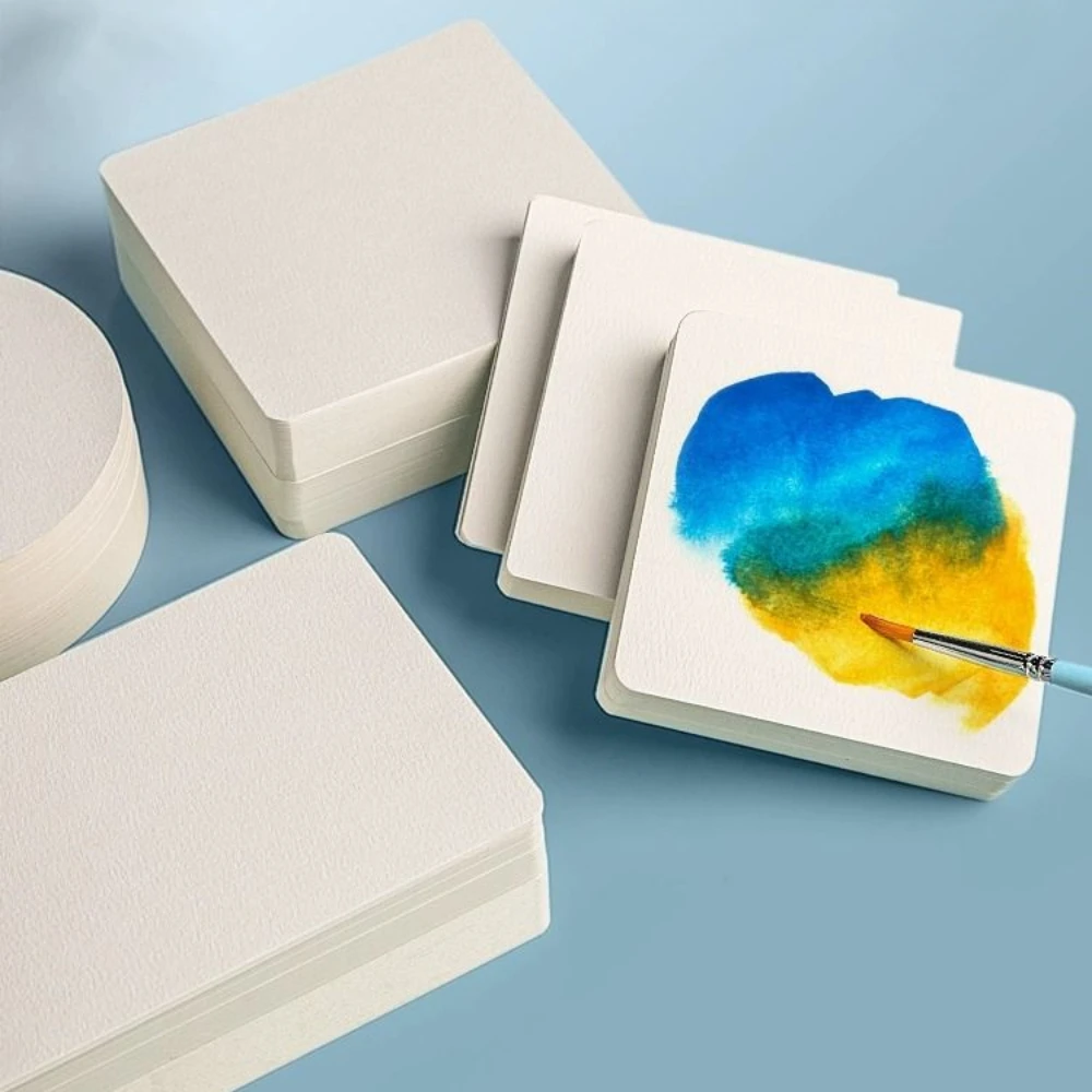 

300g Watercolor Paper Postcard Round Square Medium Grain Wood Pulp Drawing Paper Diy Hand-painted Greeting Card Cardstock Paper