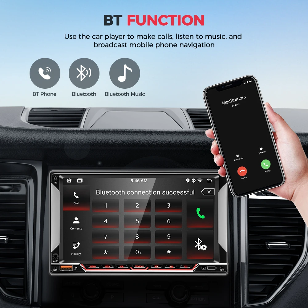 GEARELEC أندرويد 13 راديو السيارة 7 بوصة العالمي 2 din Carplay أندرويد السيارات نظام تحديد المواقع والملاحة بلوتوث FM RDS راديو واي فاي شاشة تعمل باللمس #5