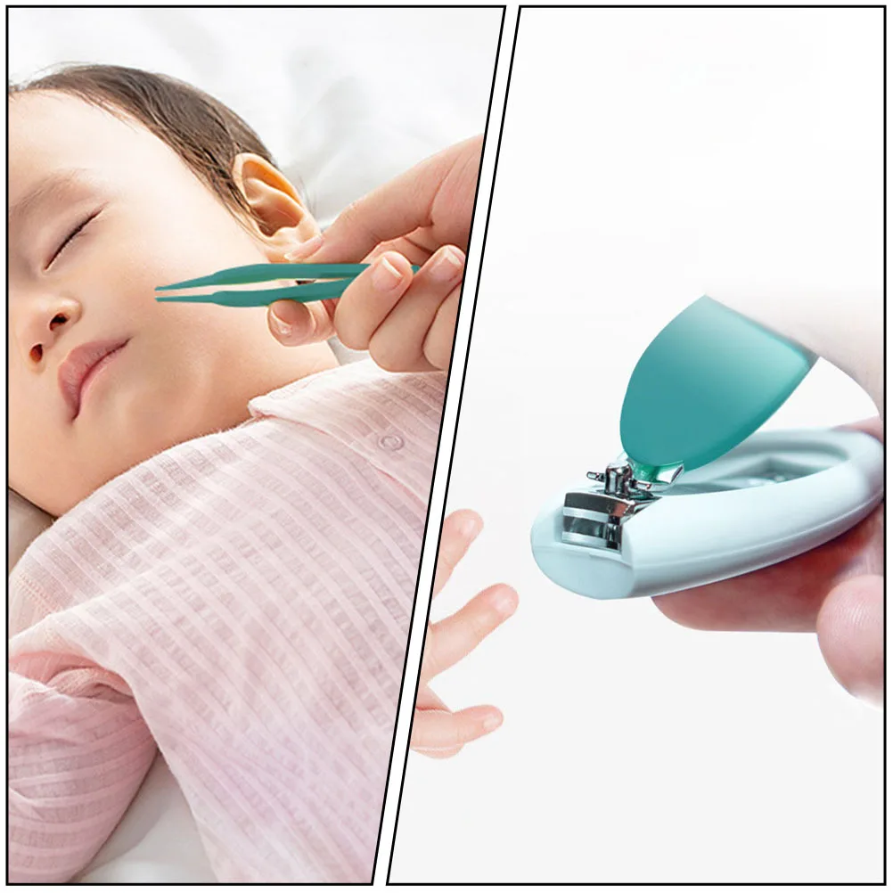

Baby Clippers Set For Children Nail Care Kit Scissors Trimmer Art Tools Cute Cartoon Design Green Easy Carry Grooming Kit
