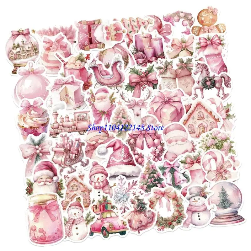 

P9FA розовый Санта-каракули наклейки 50 шт. ПВХ материал устойчивые к царапинам наклейки для личной электроники Рождественский