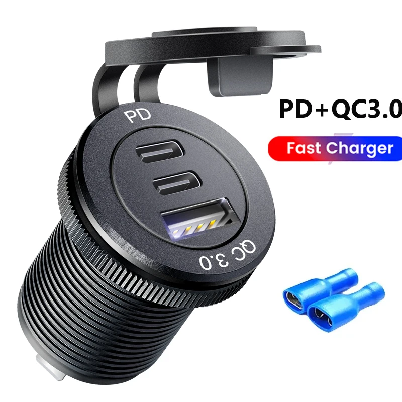Быстрое автомобильное зарядное устройство QC3.0 и PD USB-порт 12 В — фото товара