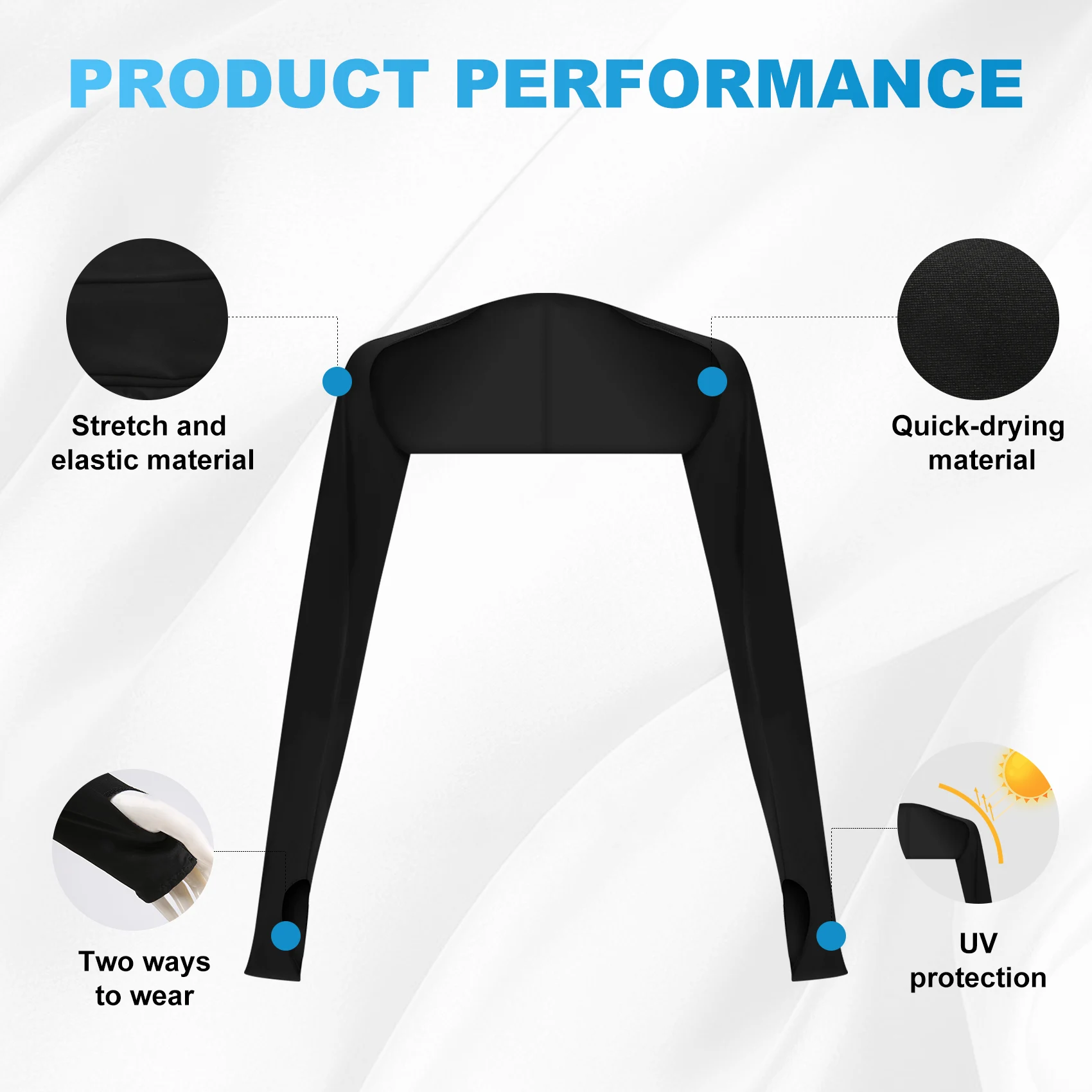 

【В наличии】2 пары охлаждающих шаль с нарукавниками, солнцезащитная шаль, шаль для гольфа, анти-УФ-рукава с отверстием для пальцев для езды на велосипеде
