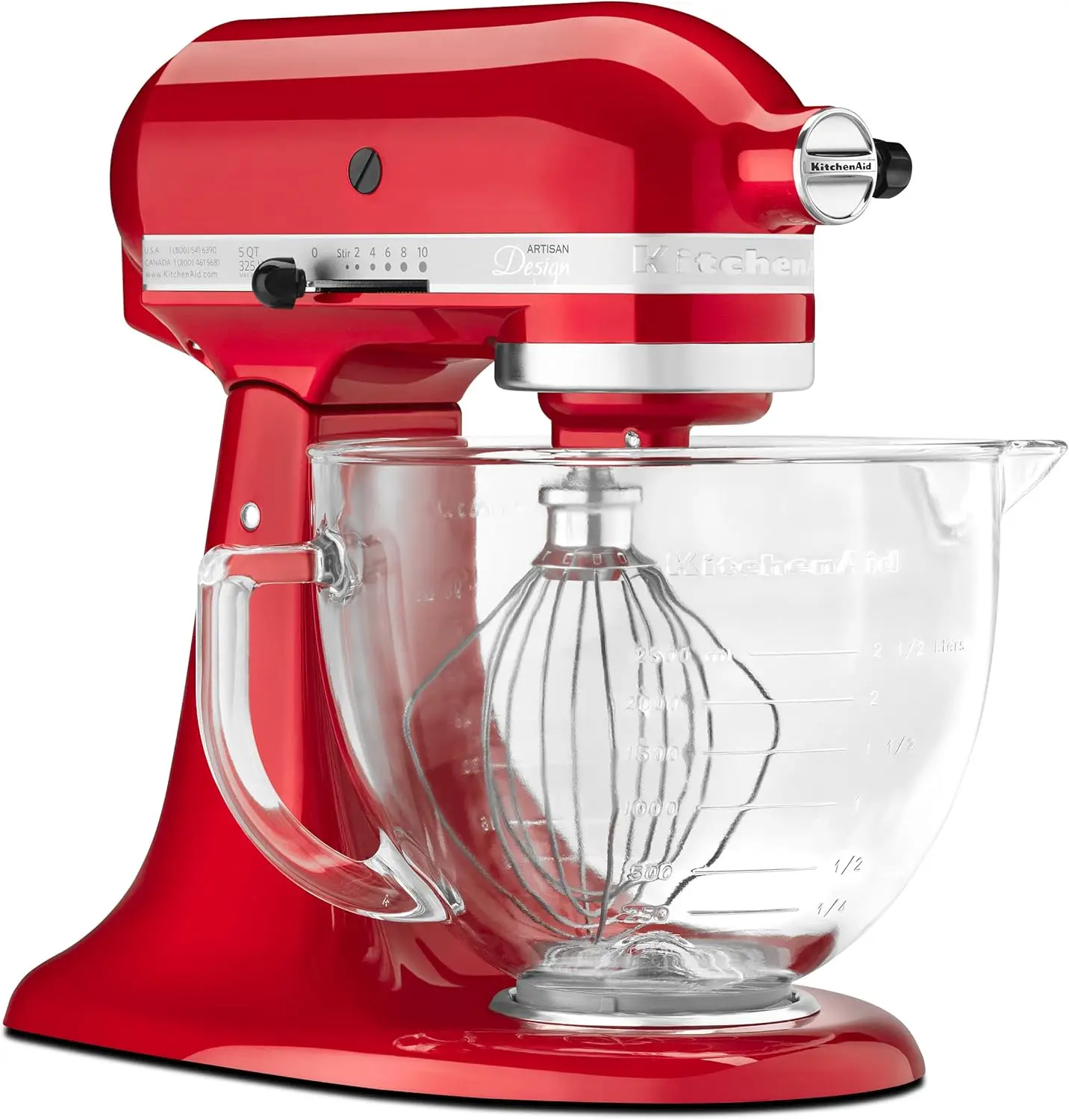 Kitchenaid Ksm155gbca 5-qt. Ambachtelijke Designserie Met Glazen Kom-Snoepappelrood