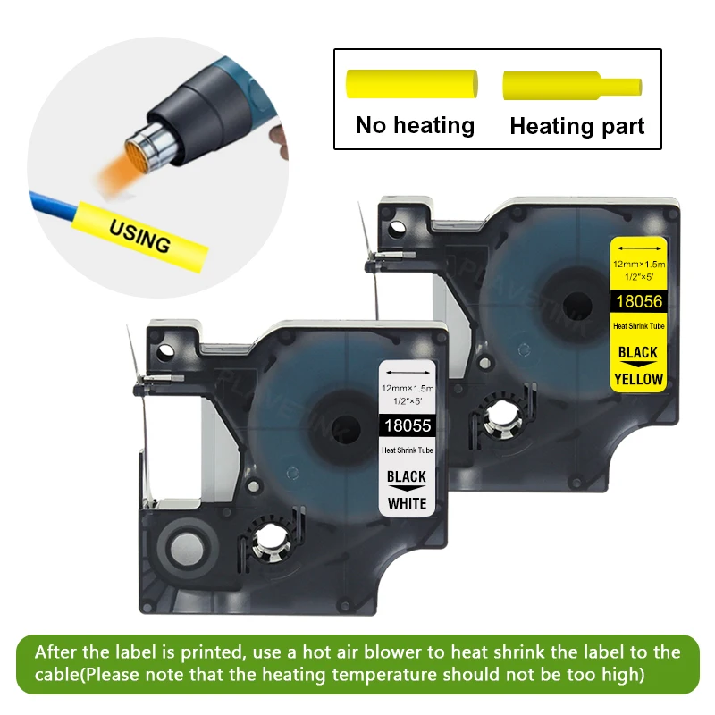 Compatible for DYMO Industrial Heat Shrink Tubes 18051 18052 18053 18054 18055 18056 18057 18058 for Dymo Rhino 4200 Label Tape