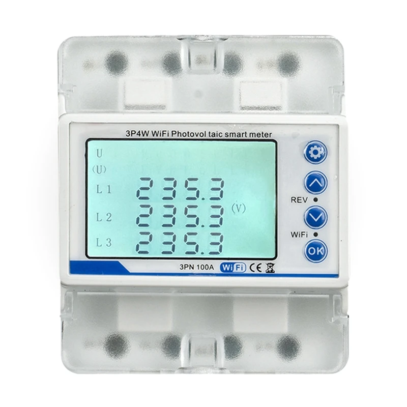 3 Phase 380V 100A Tuya Wifi Smart Bi-Directional Kwh Meter Over Under Voltage Protector Relay Switch Current Limit Easy Install