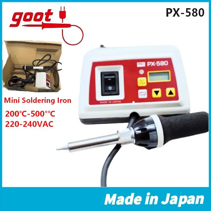 Japan GOOT PX-580 Smart Mini Welding Station - 200-500℃ Fast Heating, Replaceable Cartridge, Precise Temperature Control