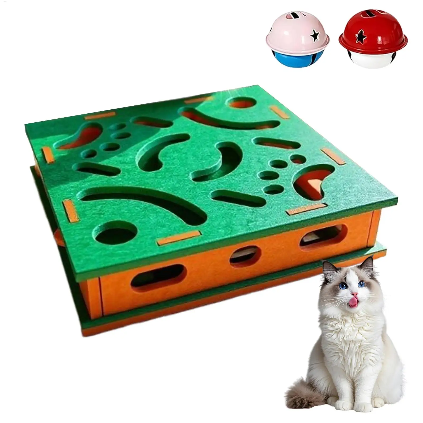Cat Nail File Board Interactive Scratch Toy with Bell Ball Felt for Kitten Claw Grinding Furniture Protection Pet Grooming