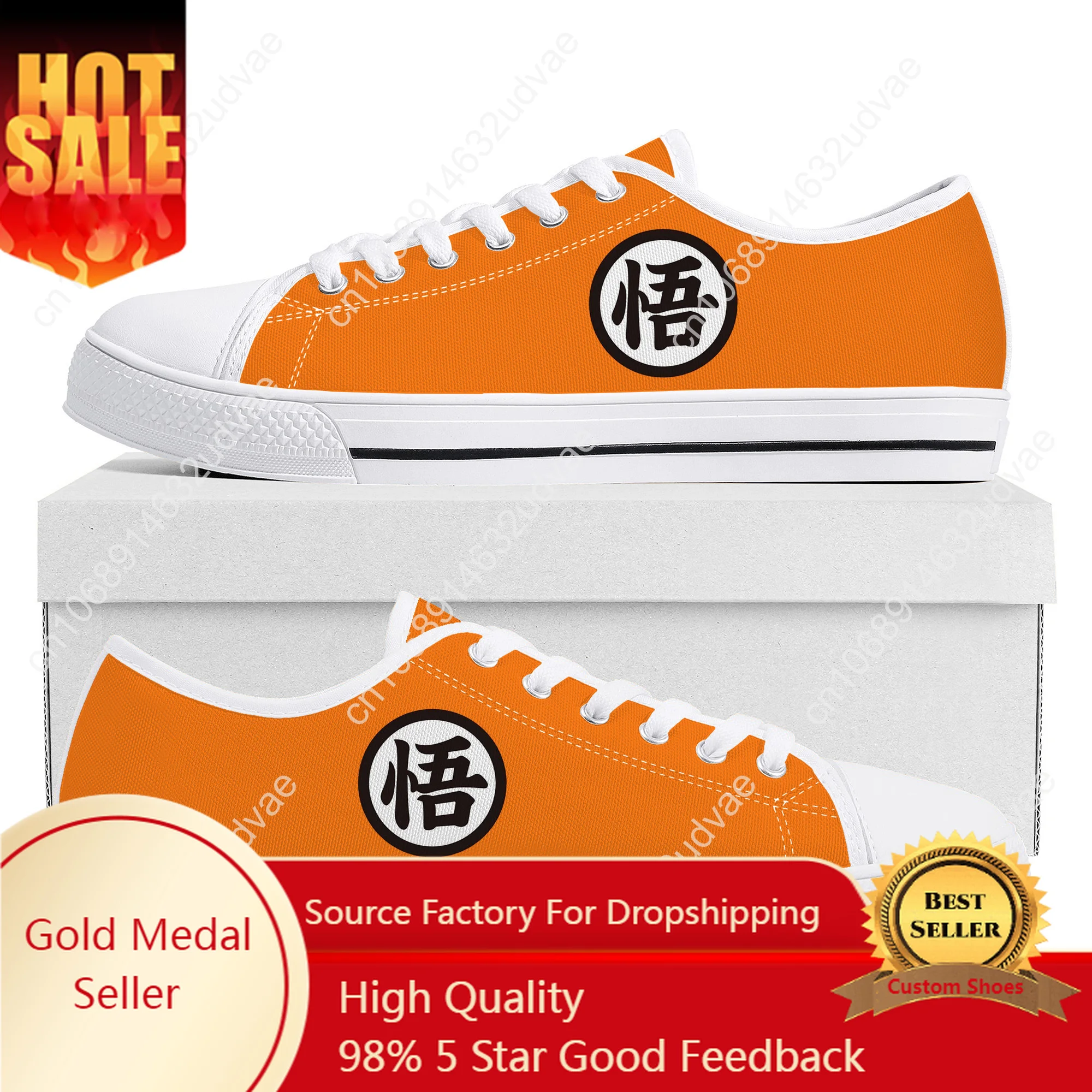 Hot Dragon Master Goku Logo Low Top Sneakers Anime Mens Womens Teenager Canvas Sneaker Couple High Quality Shoes Custom Shoe