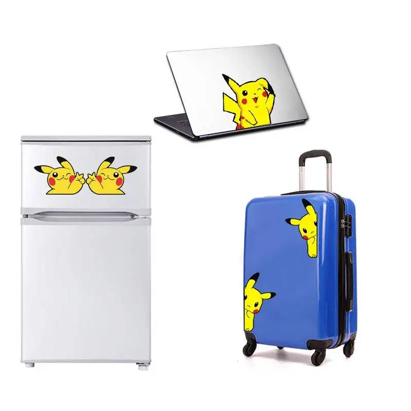 Pegatinas divertidas de Pikachu para coche, calcomanías de Anime de Pokémon, impermeables, y maletero para ordenador portátil, 2 piezas