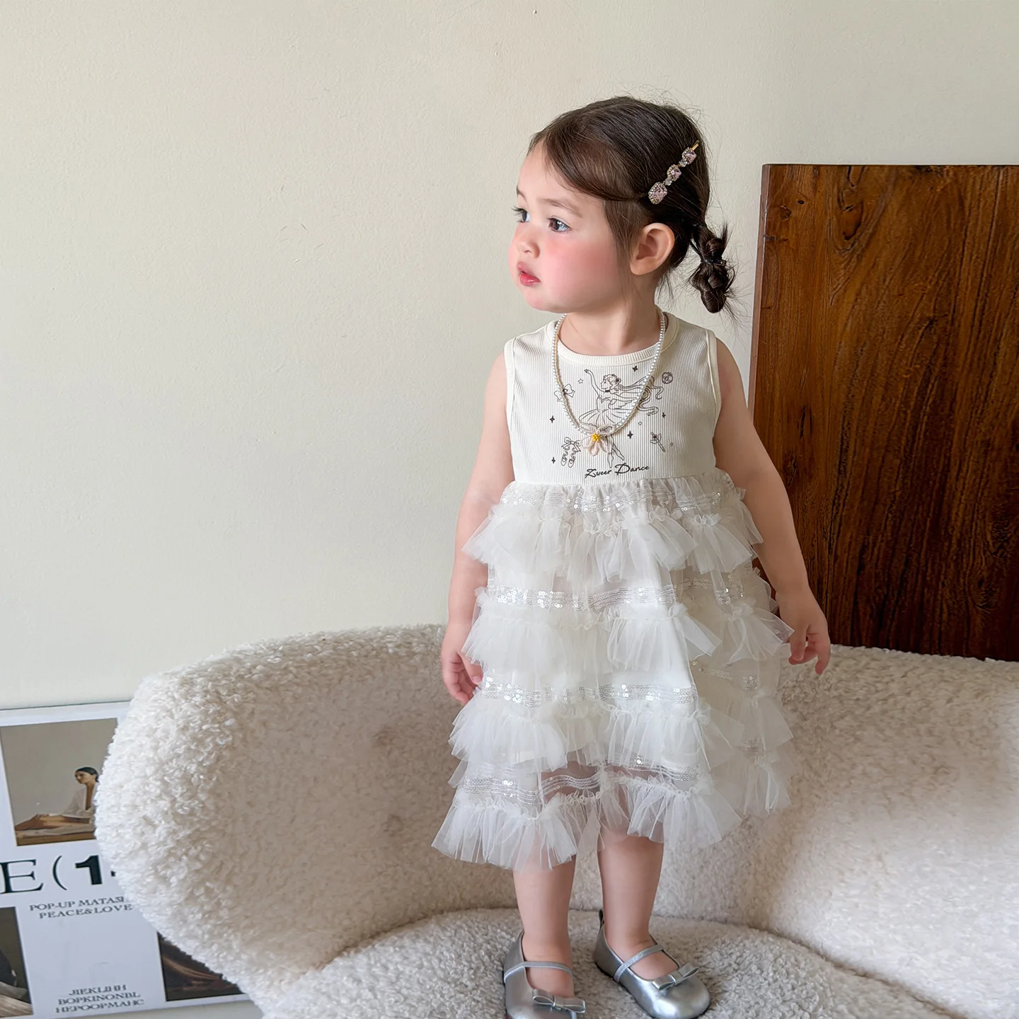 Girls Dress Summer Thin 2026 Casual Cute White Light Color Kids Vest Dress Class A Baby Skirt