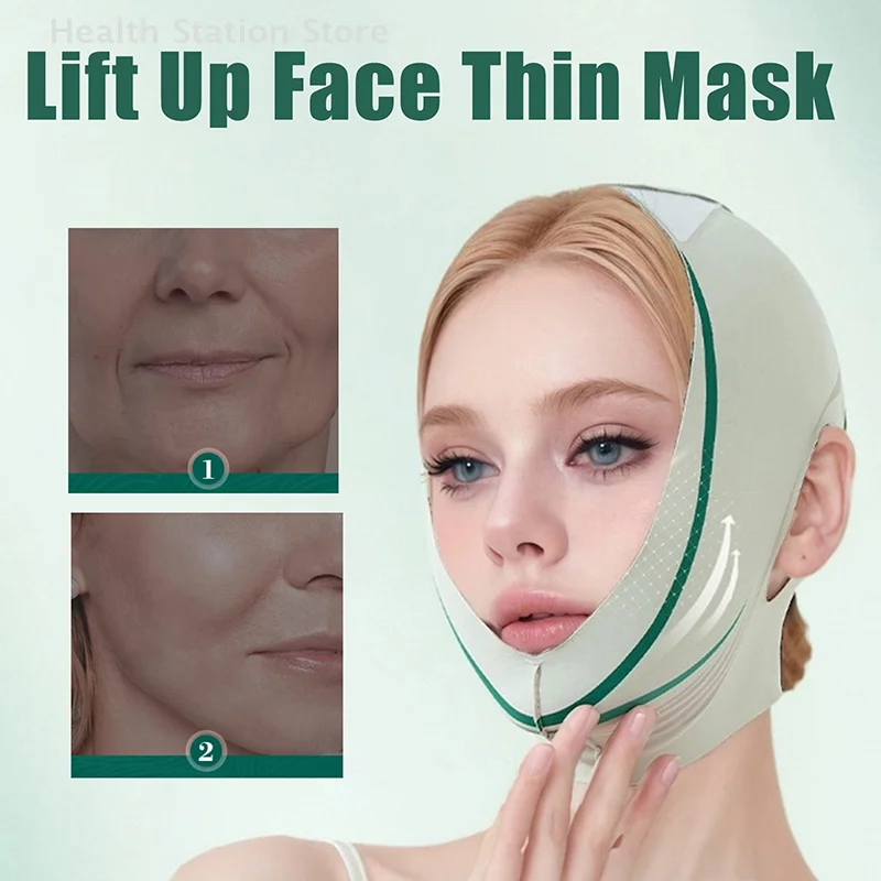 Facial Slimming Face Lift UP Band Mask Double Chin V-Line Shaping BANDAGE ต่อต้านริ้วรอยสายคล้องคอ Sleeping Mask สุขภาพความงาม