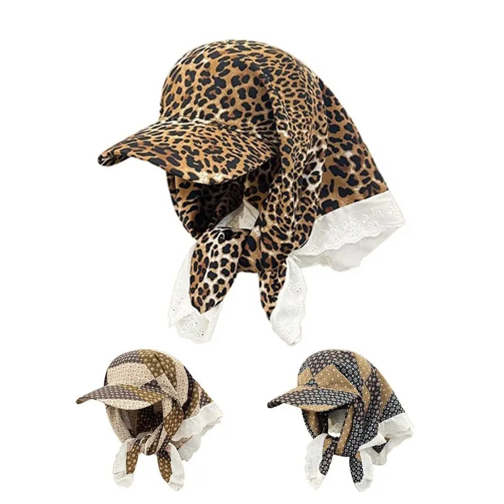 

Fashion Maillard Headscarf Cap Leopard Print Retro Baseball Cap Breathable Sunscreen Hat for Women Spring and Summer Travel