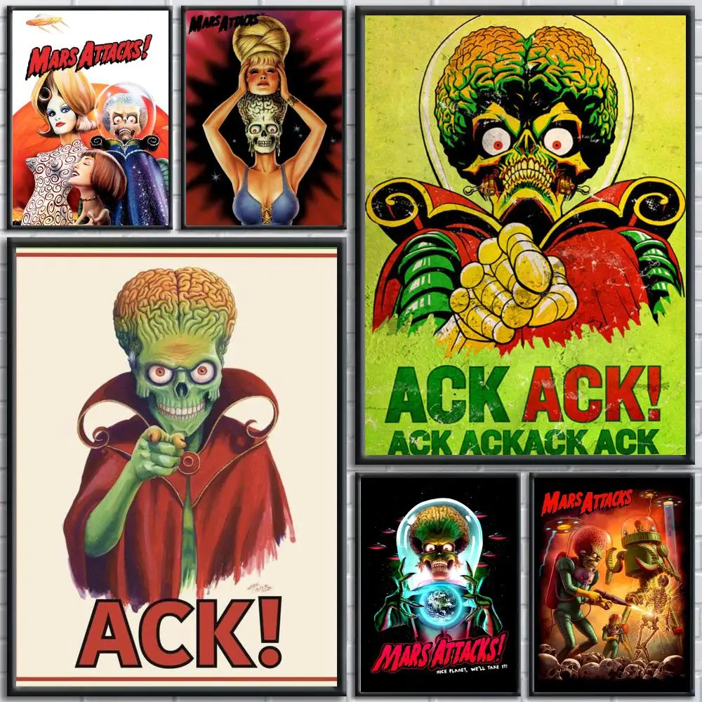 Retro Movie M-Mars Attacks!S Poster HD Self-Adhesive No Residue After Removal Ideal for All Kinds of Wall Decor