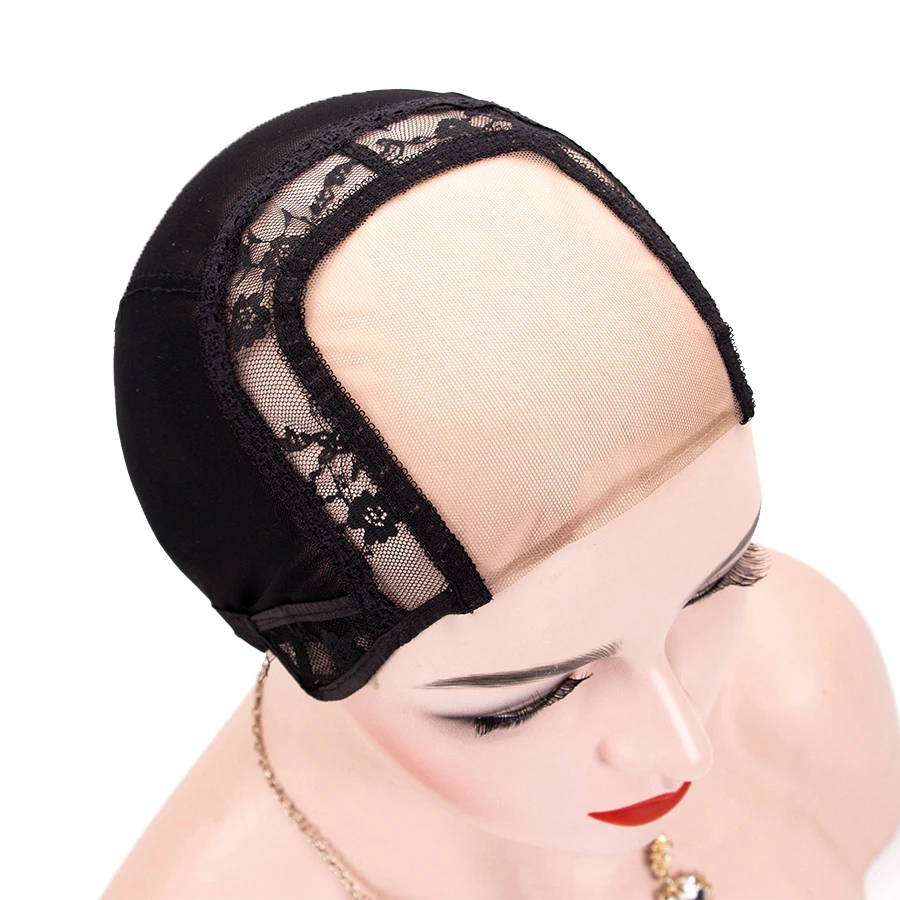 

Leeons Weaving Cap With Adjustable Strap Swiss Lace Wig Cap Black Hairnet U Part Wig Caps for Making Wigs