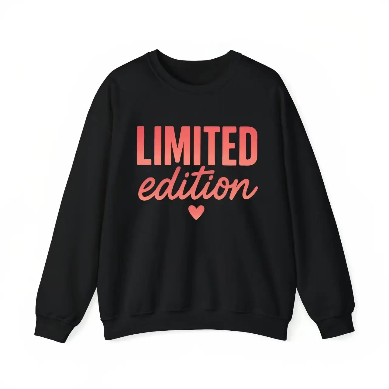 

Cute Limited Edition Sweatshirt for Women, Red Gradient Heart Print Crewneck Pullover for Valentine's Day