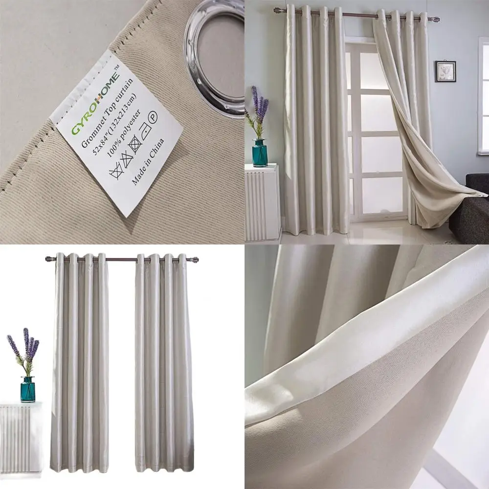 

Термоизолирующие однотонные шторы из искусственного шелка с эффектом блэкаут, полностью утепленные, на люверсах, для спальни и гостиной, бежевые, 52 дюйма