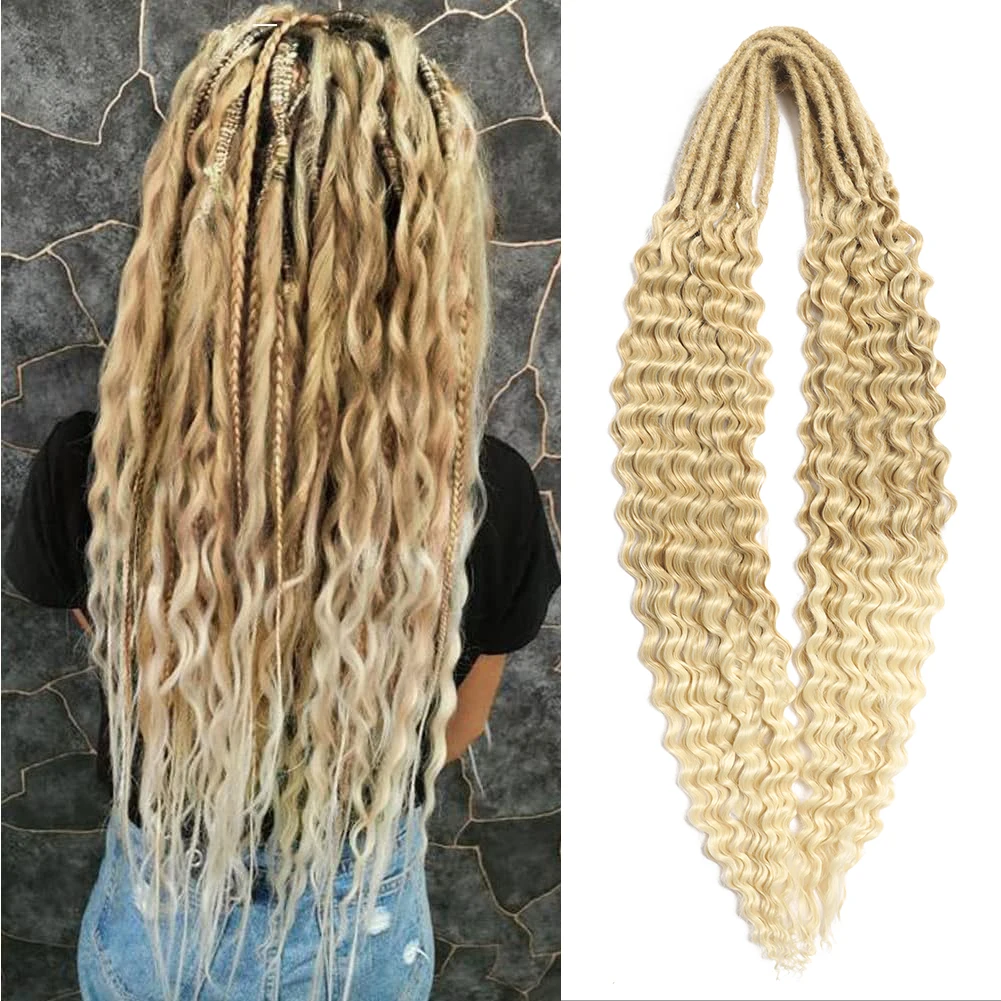 Double Ended Synthetic Dreadlock Extensions  Ombre Blonde Boho Crochet Hippie Dreads 10 Strands Handmade Bohemian Box Braids