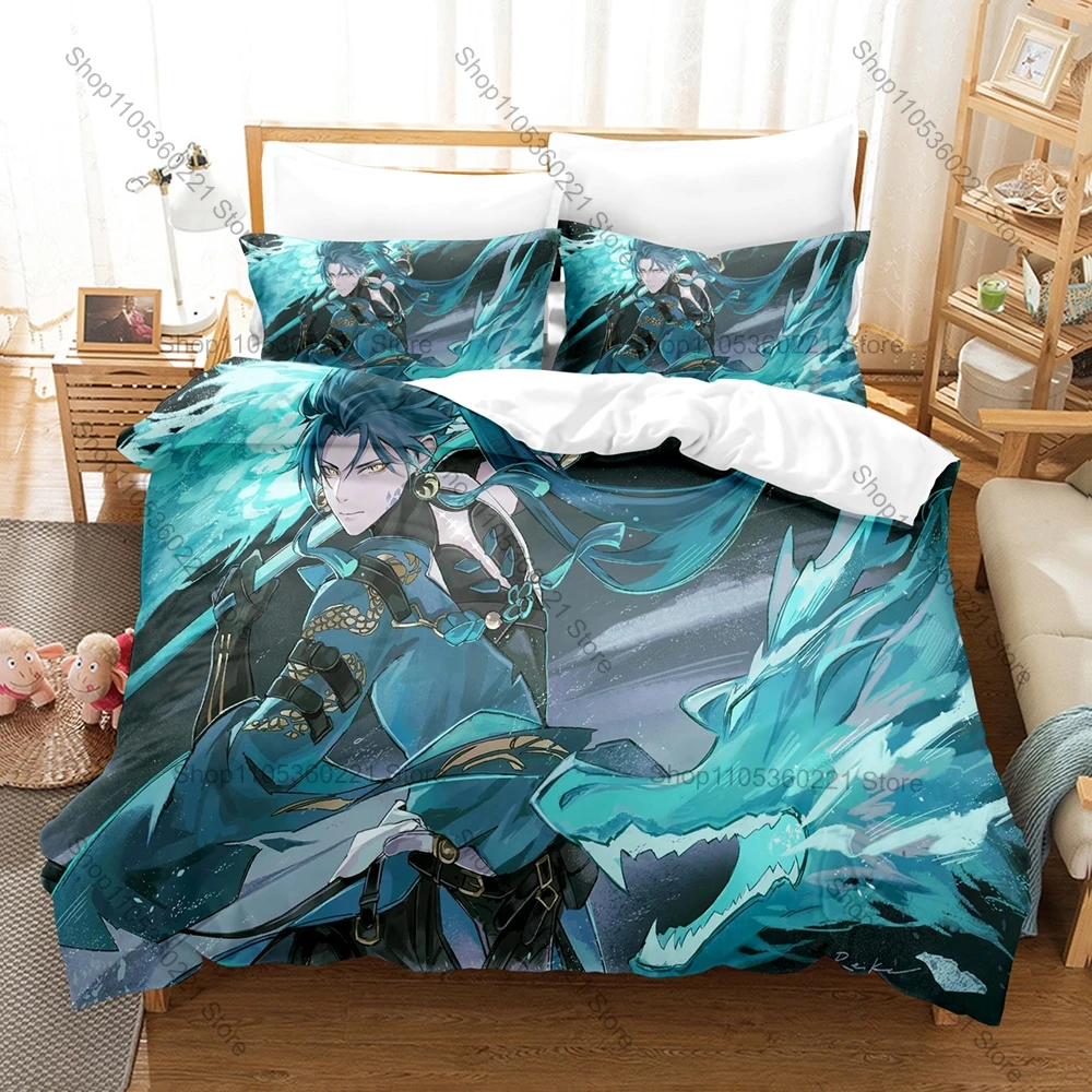 Jiyan Wuthering Waves Bedding Set Duvet Cover + 2 Pillowcases Midnight Ranger Aero Qingloong Gamer Bedroom Decor