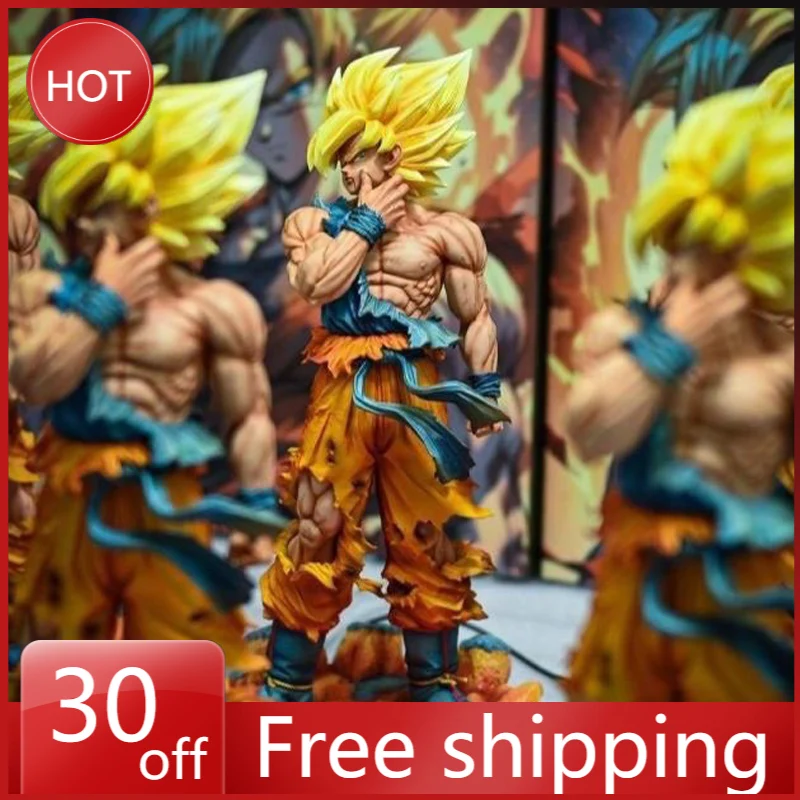 

32cm Dragon Ball Figure Son Goku Super Saiyan Battle Damage Version Anime Collection Model Desktop Ornaments Holiday Gifts Toys